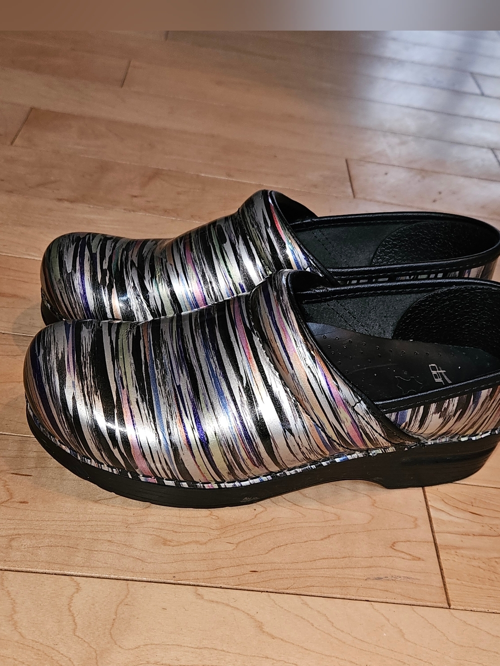 Dansko Metallic Multicolor Brushstroke Clogs